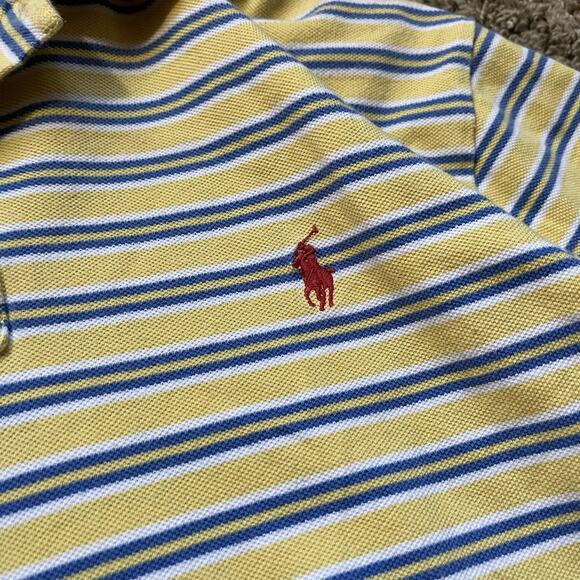 Polo Ralph Lauren Shirt Mens Big Xxl Yellow Striped Polo Golf Preppy Casual - Picture 2 of 6